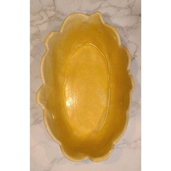 Royal Haeger Oval Fruit Bowl Yellow Center Piece Planter 11½" Floral Design MCM - Picture 6 of 15